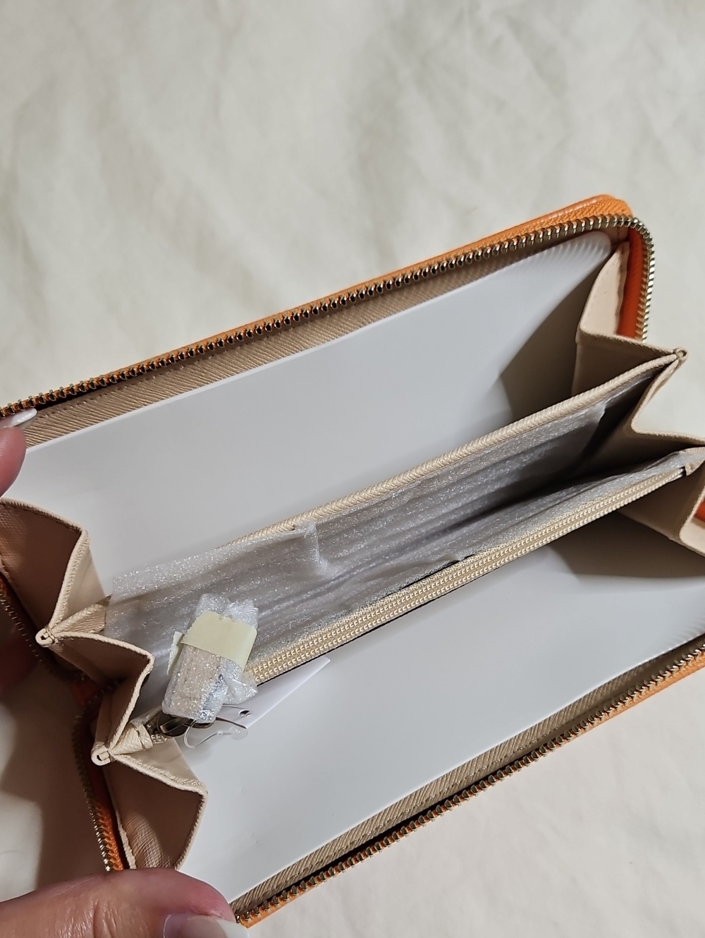 Coach Pink Signature Zip Wallet with Orange Trim - Picture 4 of 6
